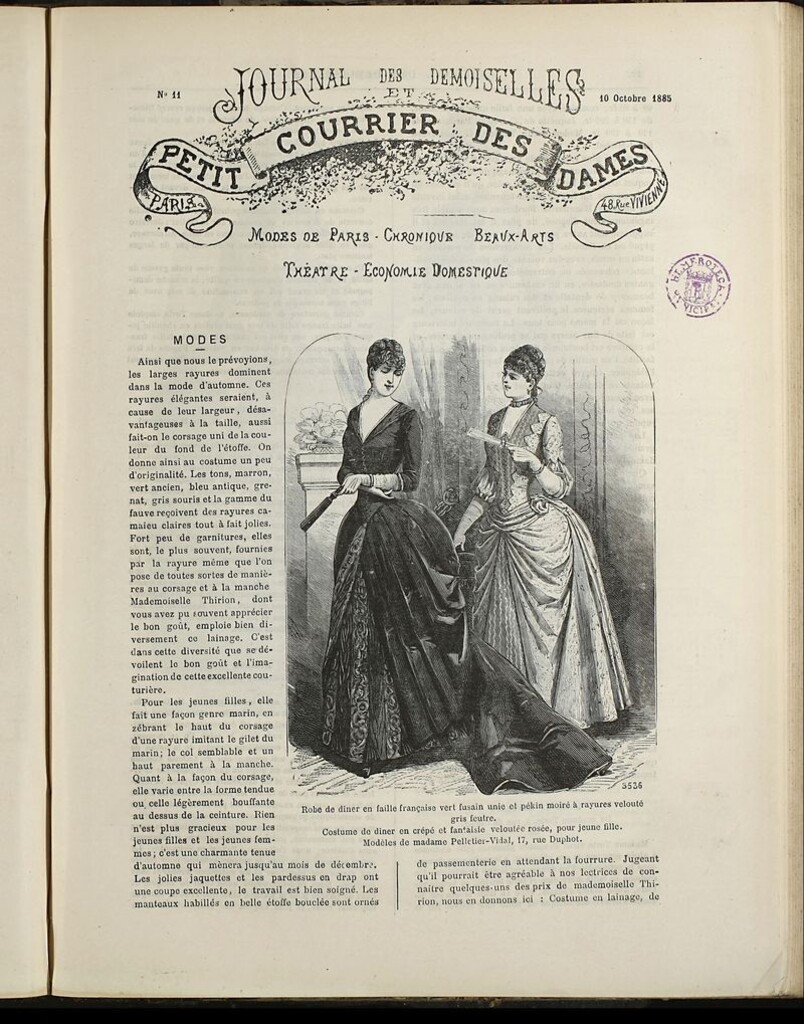 Miniatura de Journal des Demoiselles et Petit courrier des dames del 10 de Octubre de 1885