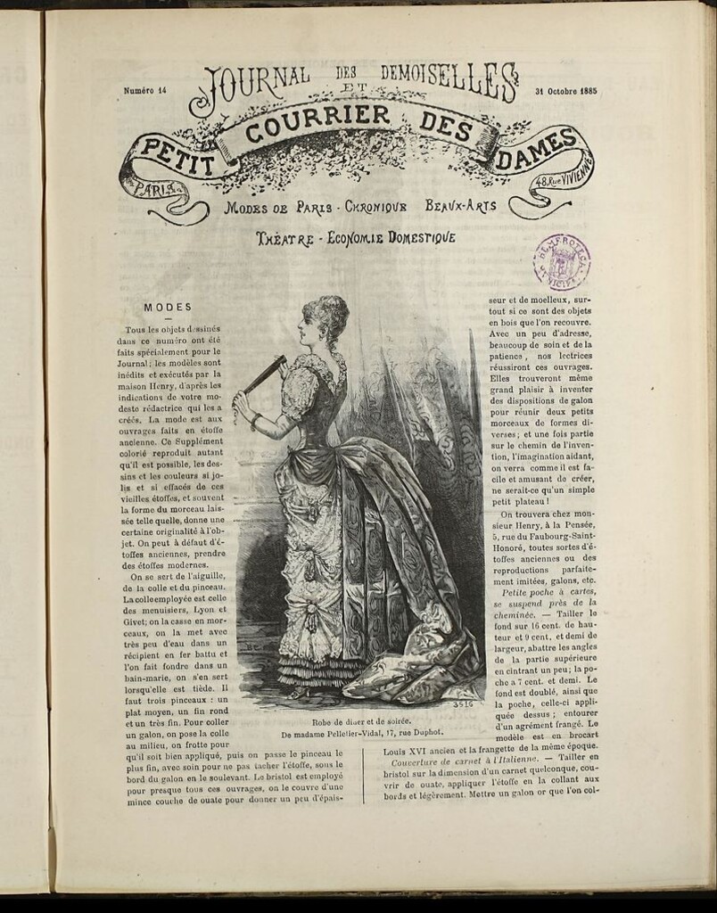 Miniatura de Journal des Demoiselles et Petit courrier des dames del 31 de Octubre de 1885