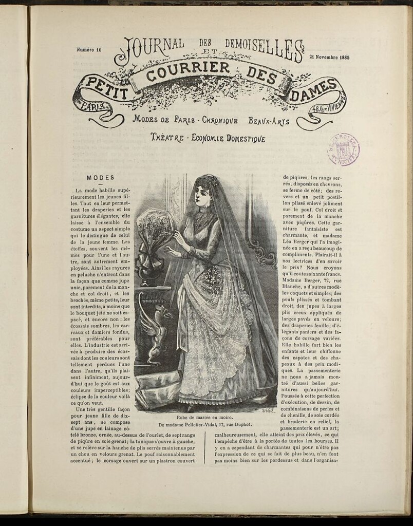 Miniatura de Journal des Demoiselles et Petit courrier des dames del 21 de Noviembre de 1885