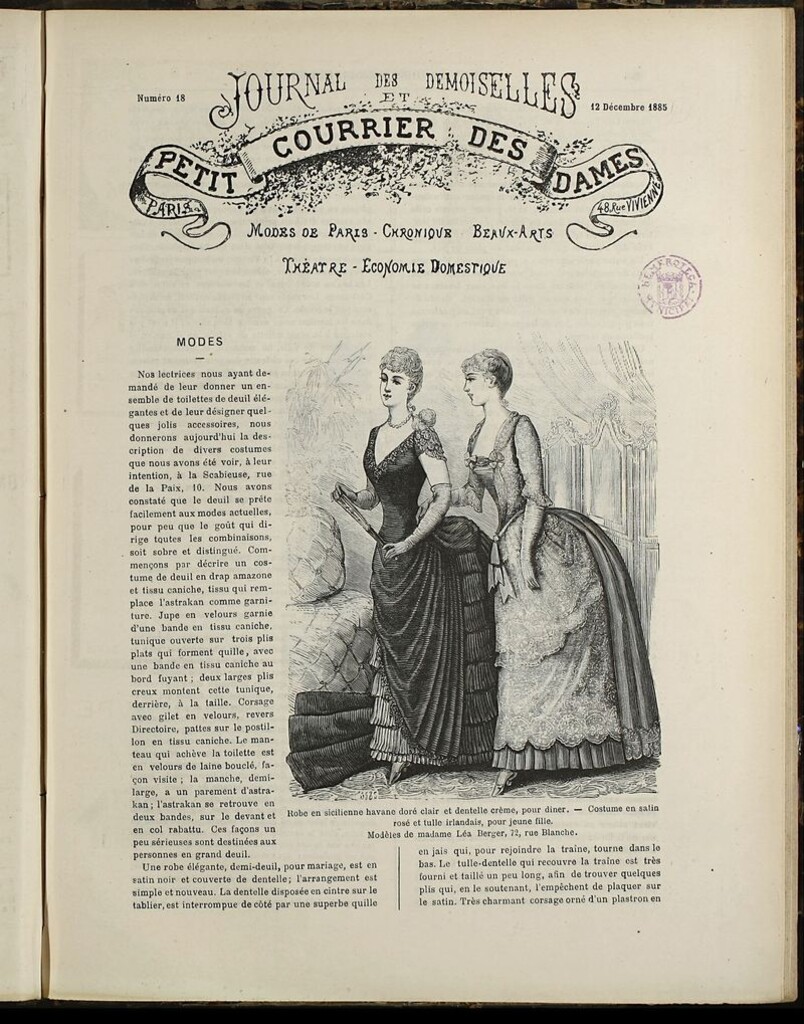 Miniatura de Journal des Demoiselles et Petit courrier des dames del 12 de Diciembre de 1885