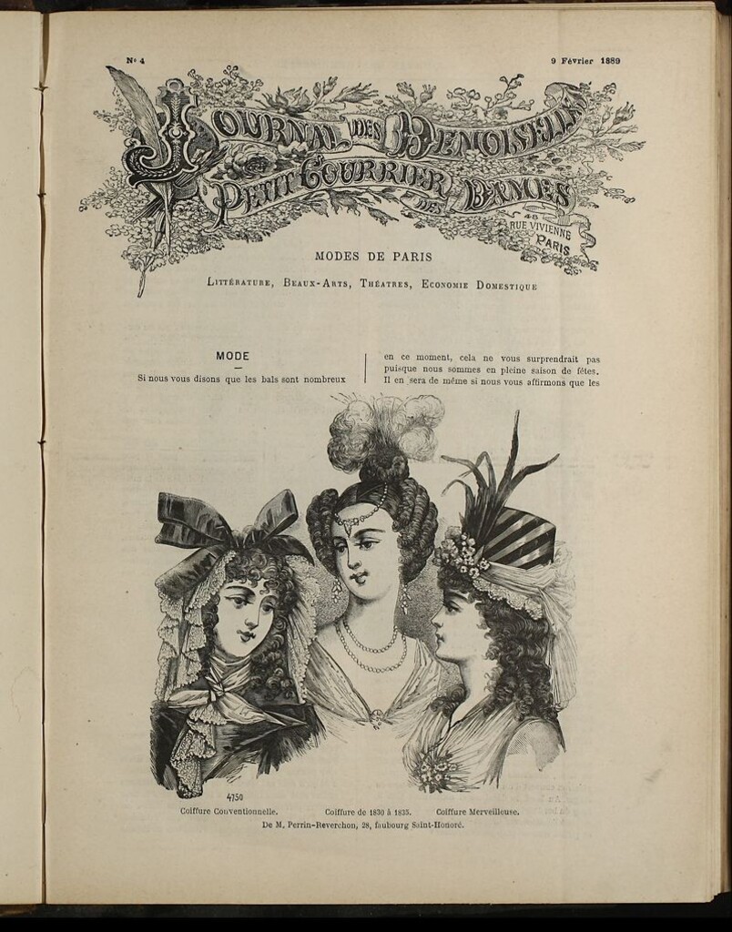 Miniatura de Journal des Demoiselles et Petit courrier des dames del 9 de Febrero de 1889