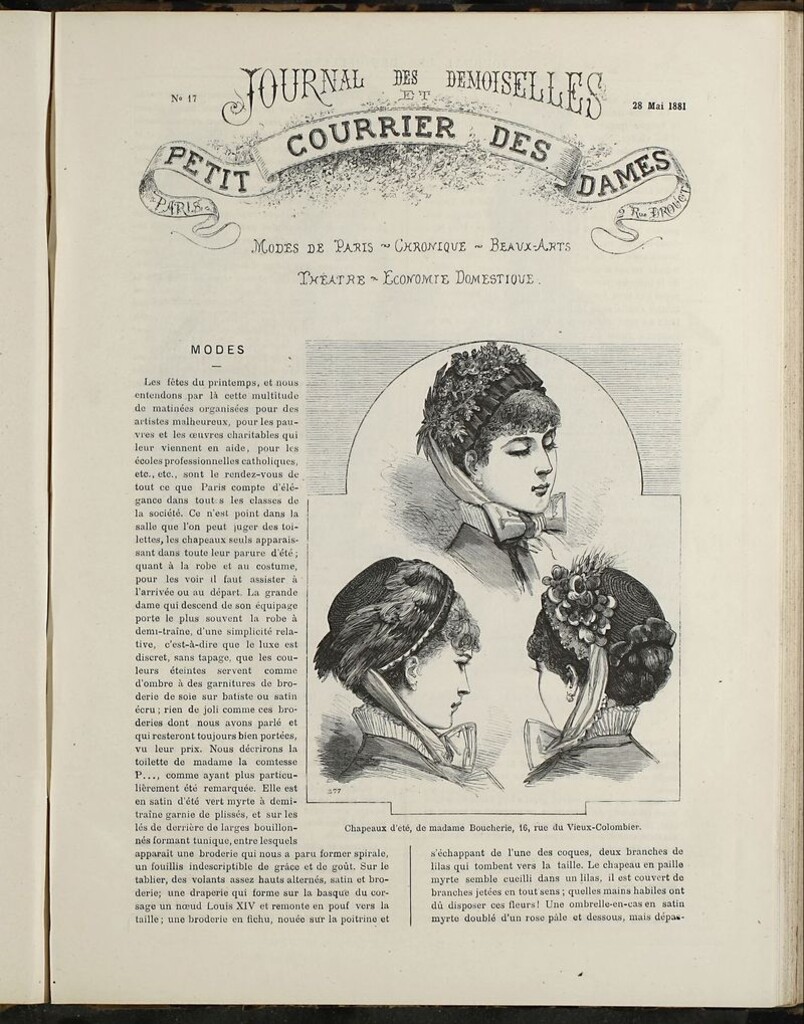 Miniatura de Journal des Demoiselles et Petit courrier des dames del 28 de Mayo de 1881