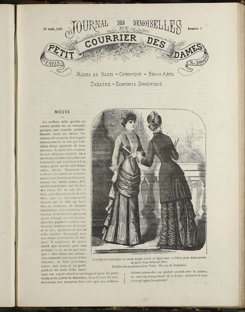 Miniatura de Journal des Demoiselles et Petit courrier des dames del 27 de Agosto de 1881