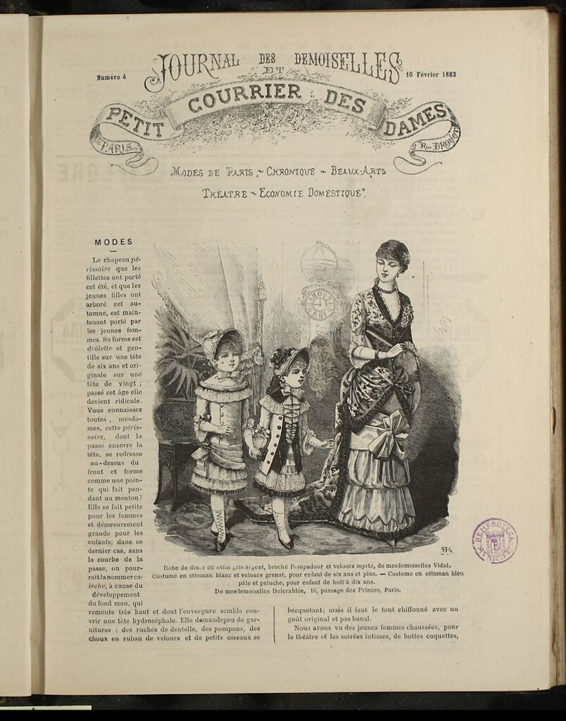 Miniatura de Journal des Demoiselles et Petit courrier des dames del 10 de Febrero de 1883