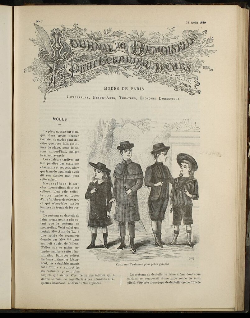 Miniatura de Journal des Demoiselles et Petit courrier des dames del 31 de Agosto de 1889