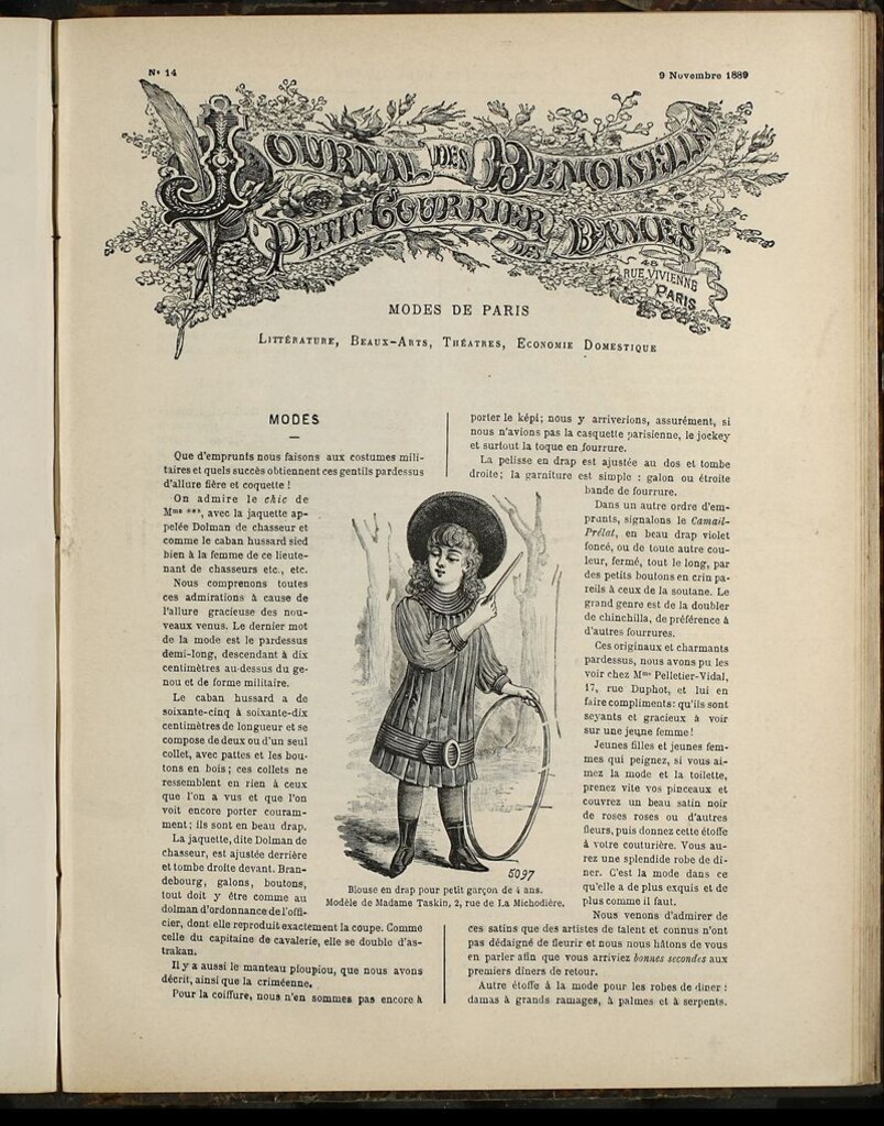 Miniatura de Journal des Demoiselles et Petit courrier des dames del 9 de Noviembre de 1889