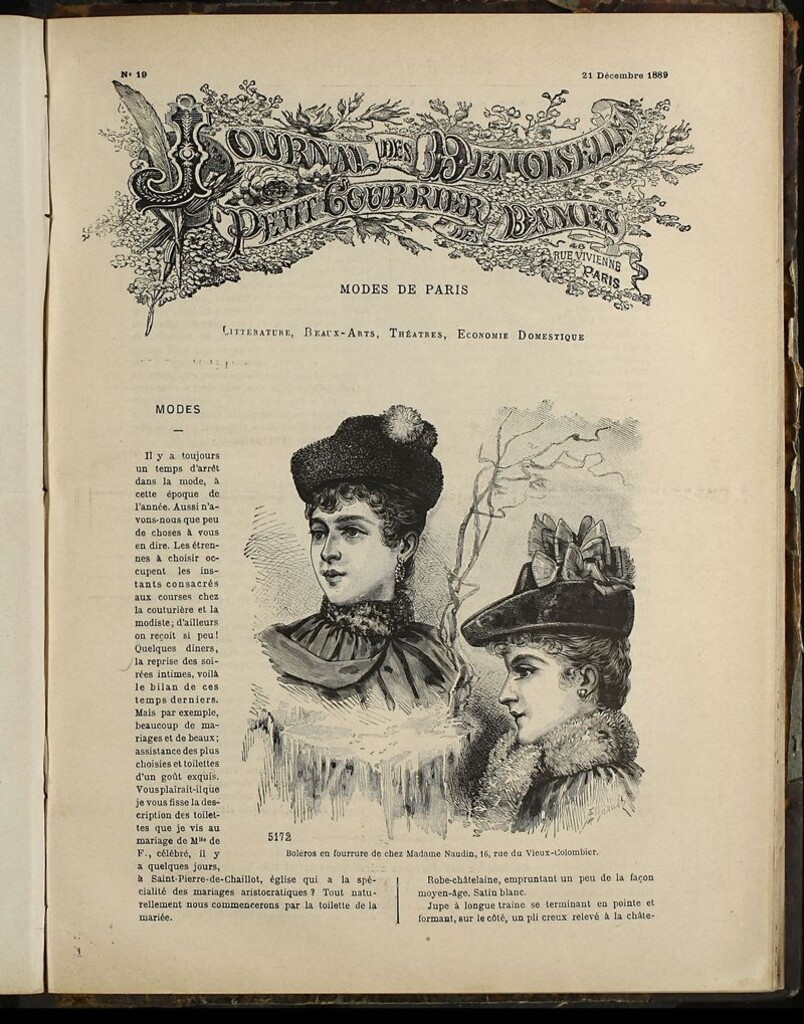 Miniatura de Journal des Demoiselles et Petit courrier des dames del 21 de Diciembre de 1889