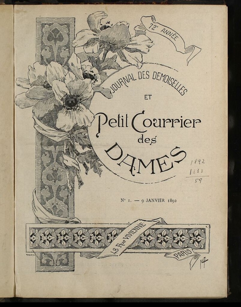 Miniatura de Journal des Demoiselles et Petit courrier des dames del 9 de Enero de 1892
