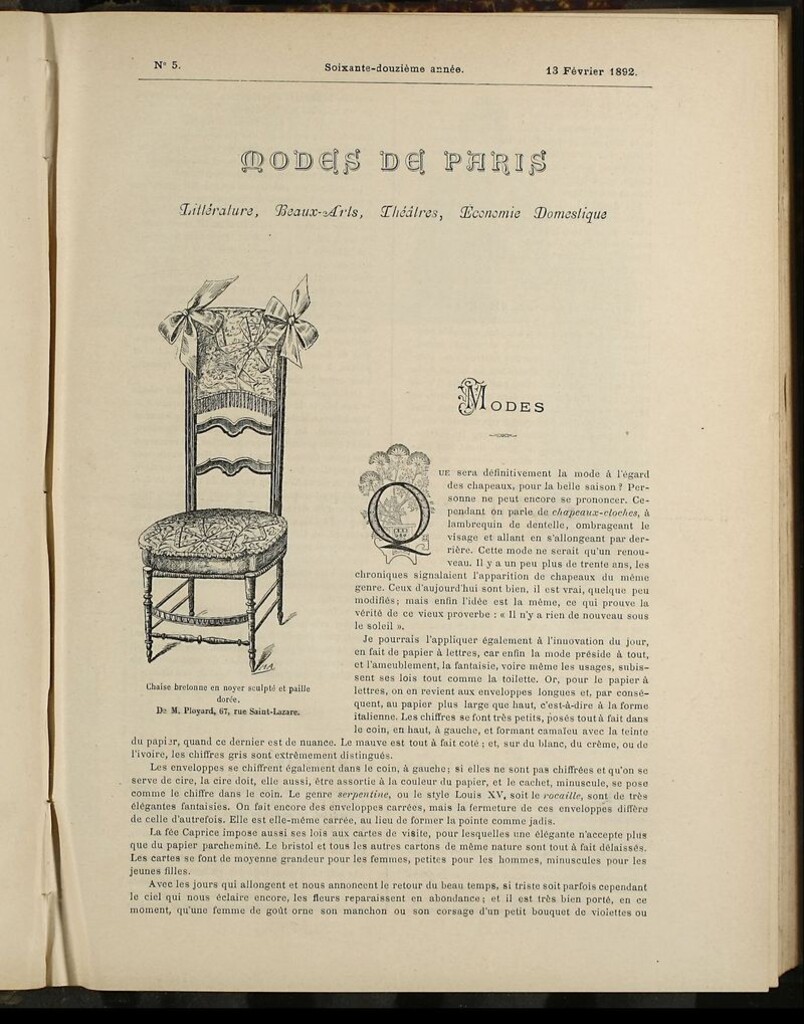 Miniatura de Journal des Demoiselles et Petit courrier des dames del 13 de Febrero de 1892