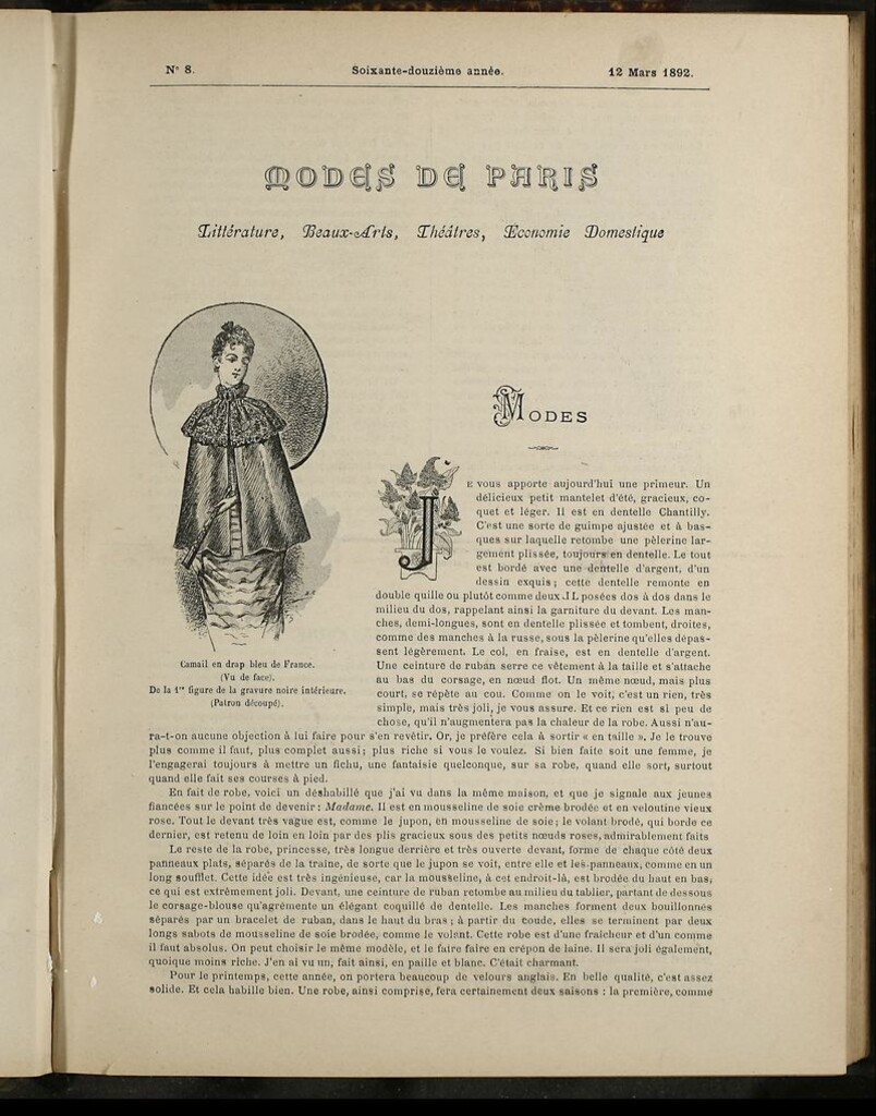 Miniatura de Journal des Demoiselles et Petit courrier des dames del 12 de Marzo de 1892