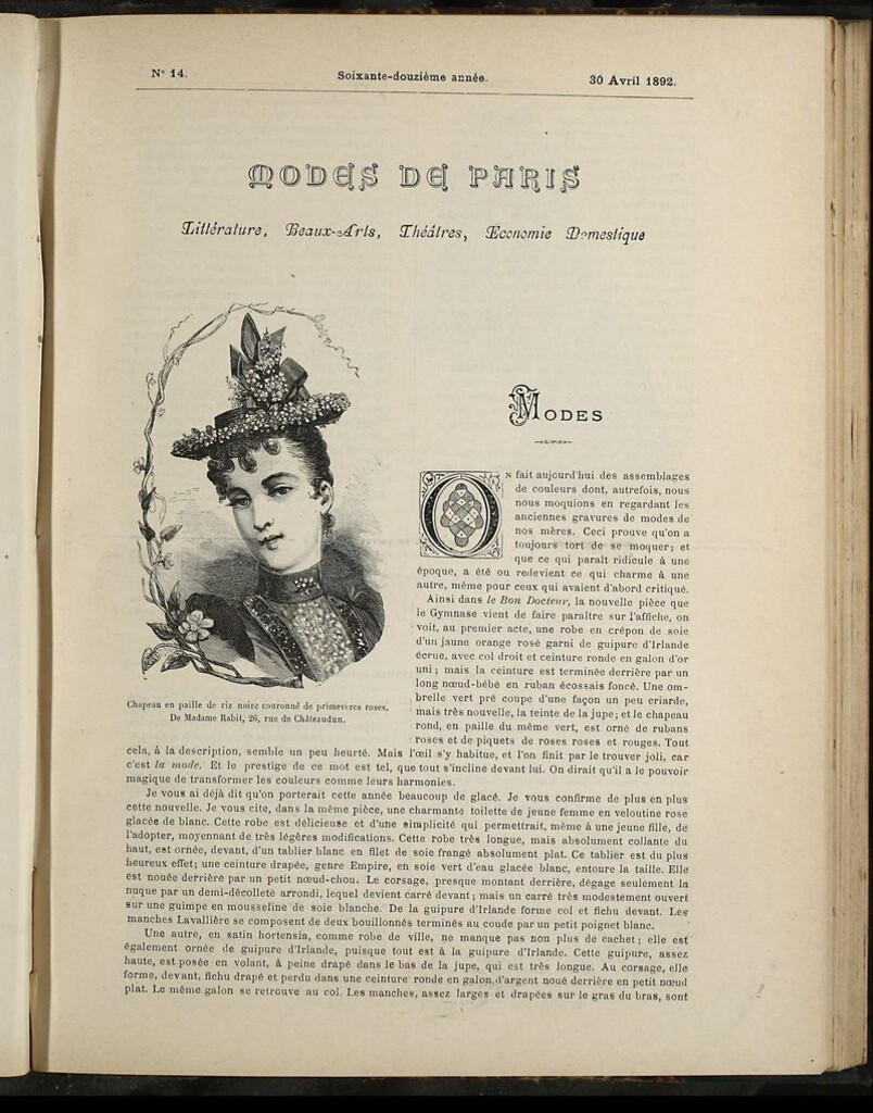 Miniatura de Journal des Demoiselles et Petit courrier des dames del 30 de Abril de 1892