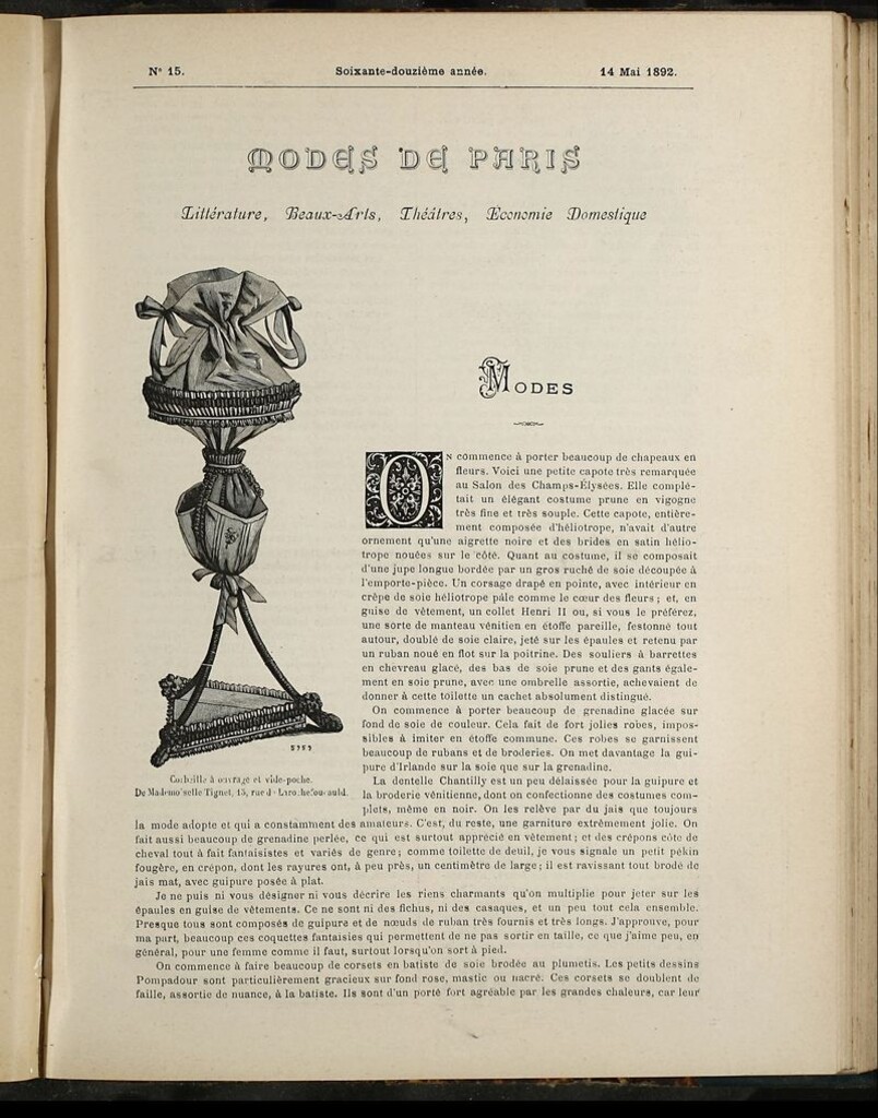 Miniatura de Journal des Demoiselles et Petit courrier des dames del 14 de Mayo de 1892