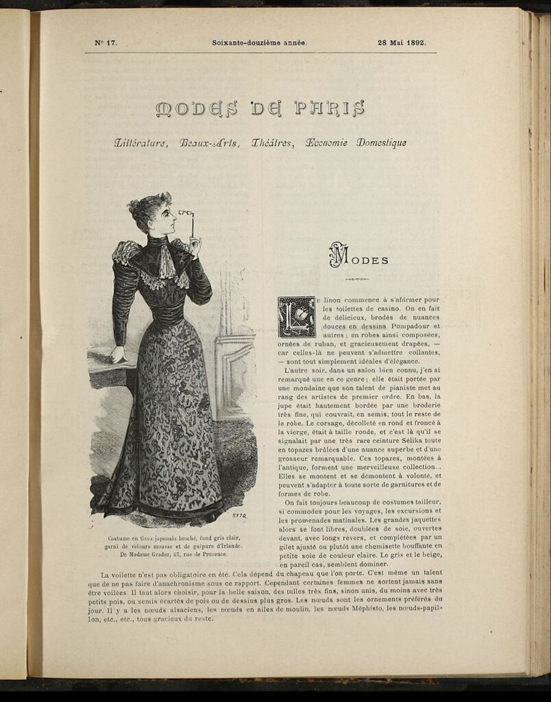 Miniatura de Journal des Demoiselles et Petit courrier des dames del 28 de Mayo de 1892