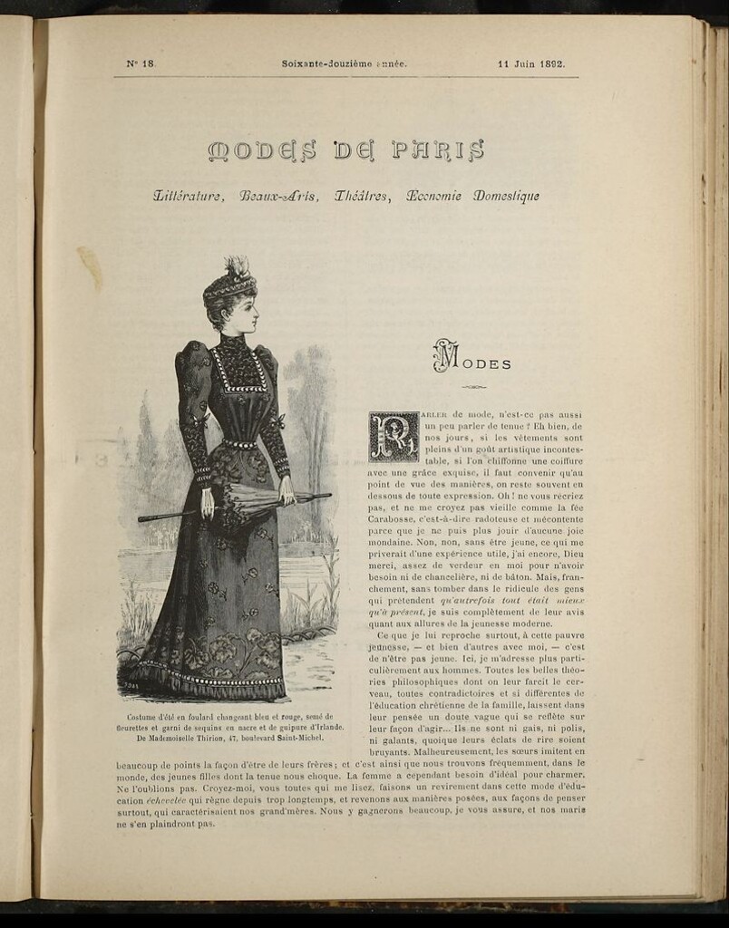 Miniatura de Journal des Demoiselles et Petit courrier des dames del 11 de Junio de 1892
