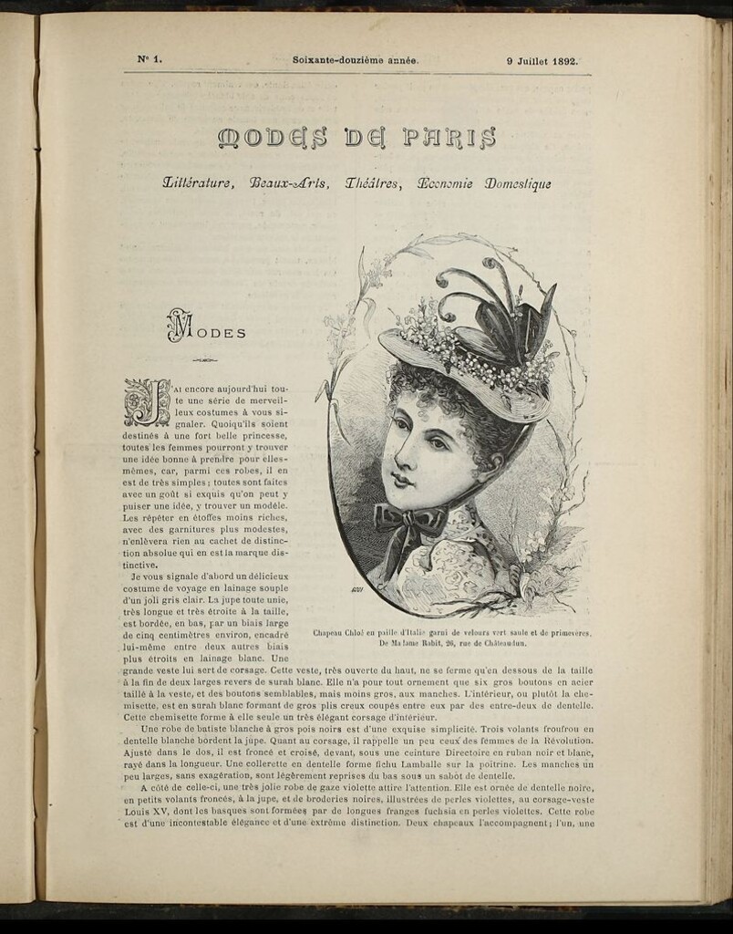 Miniatura de Journal des Demoiselles et Petit courrier des dames del 9 de Julio de 1892