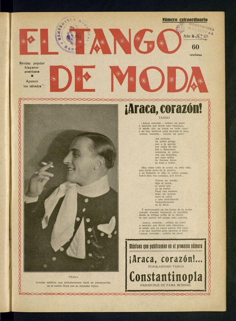 Miniatura de El Tango de Moda : revista popular hispano-americana. Aparece los sábados. Nº 23