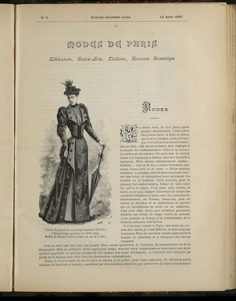 Miniatura de Journal des Demoiselles et Petit courrier des dames del 13 de Agosto de 1892
