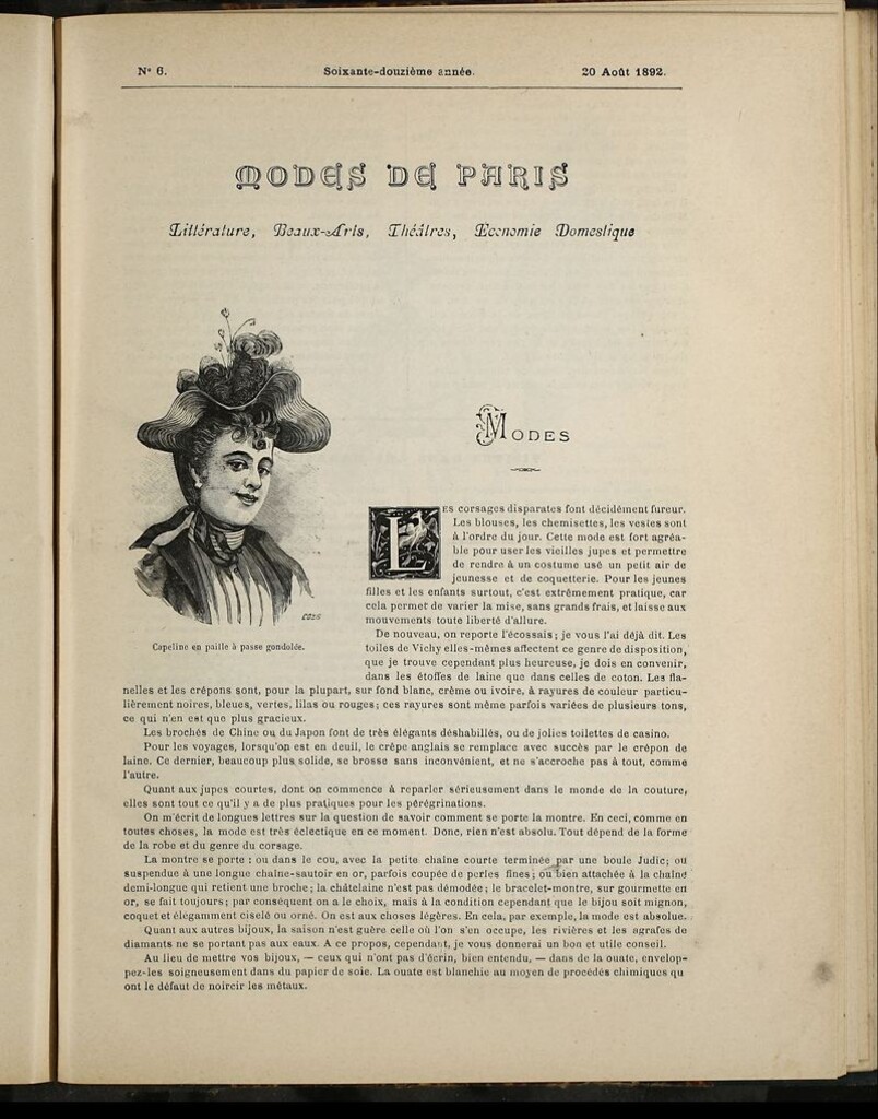 Miniatura de Journal des Demoiselles et Petit courrier des dames del 20 de Agosto de 1892