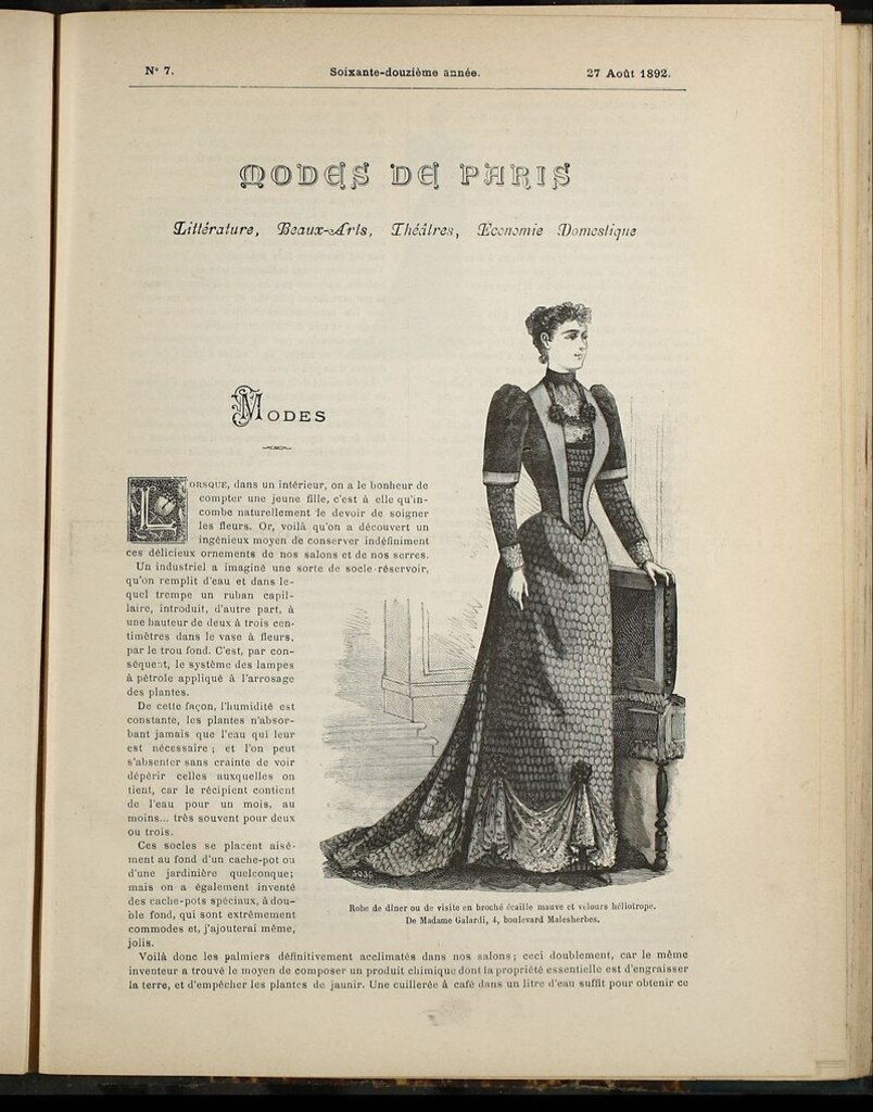Miniatura de Journal des Demoiselles et Petit courrier des dames del 27 de Agosto de 1892