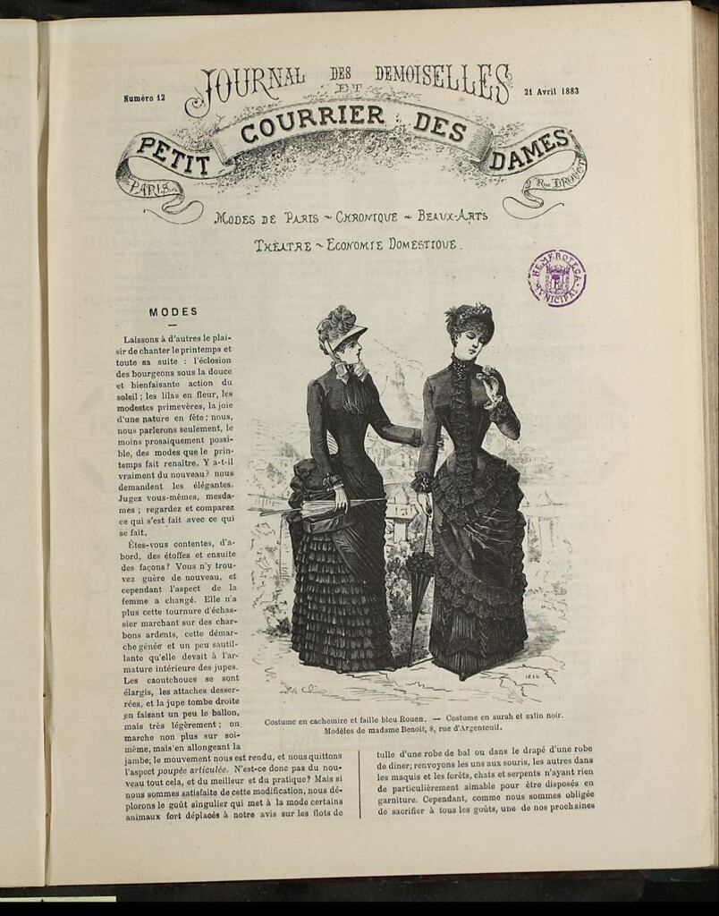 Miniatura de Journal des Demoiselles et Petit courrier des dames del 21 de Abril de 1883