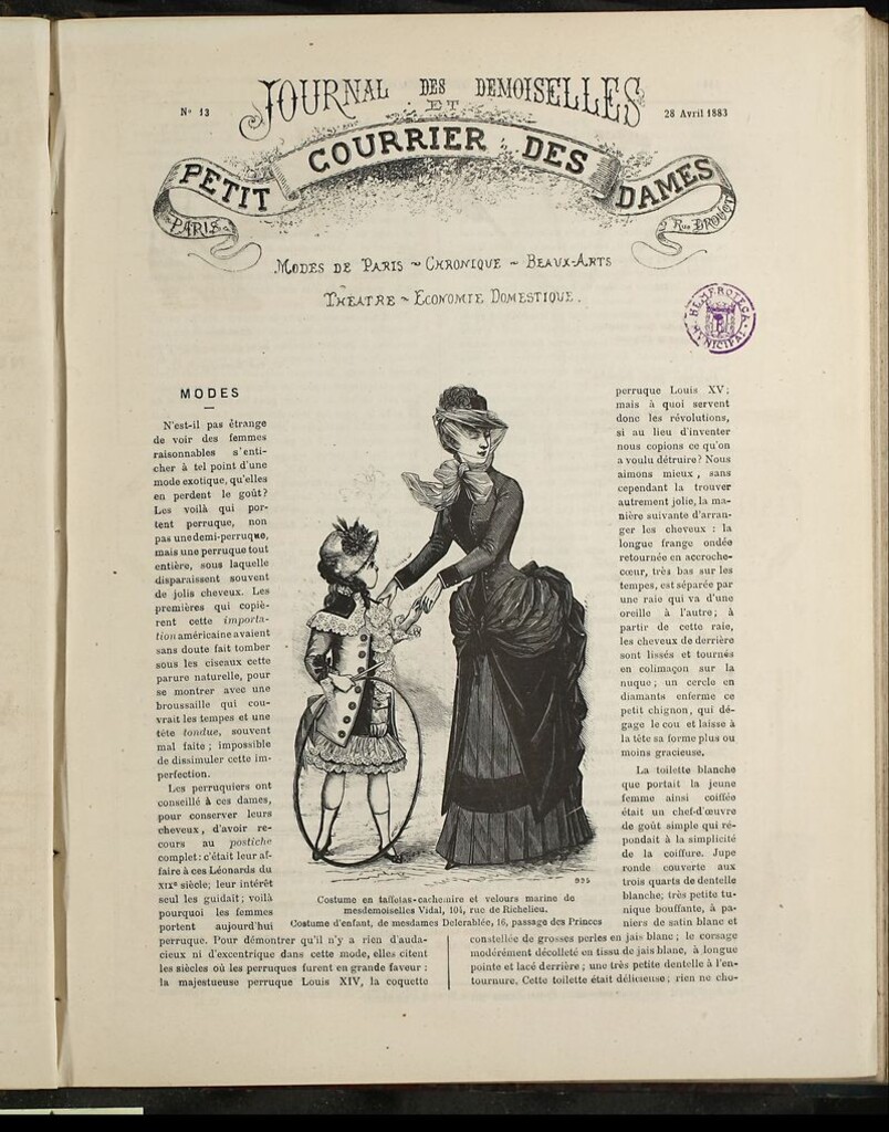 Miniatura de Journal des Demoiselles et Petit courrier des dames del 28 de Abril de 1883