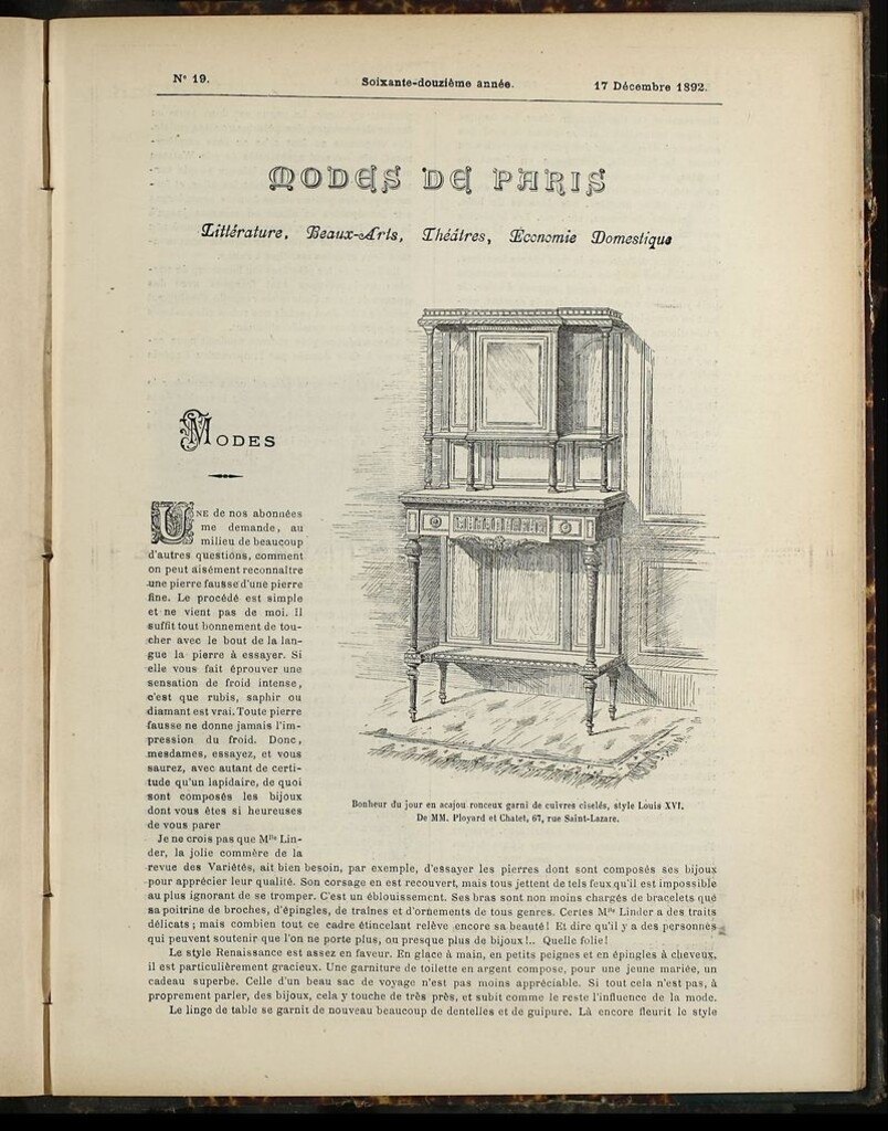 Miniatura de Journal des Demoiselles et Petit courrier des dames del 17 de Diciembre de 1892