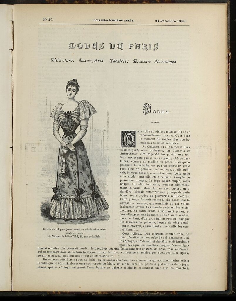 Miniatura de Journal des Demoiselles et Petit courrier des dames del 24 de Diciembre de 1892