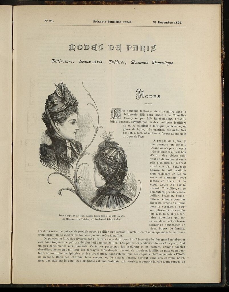 Miniatura de Journal des Demoiselles et Petit courrier des dames del 31 de Diciembre de 1892