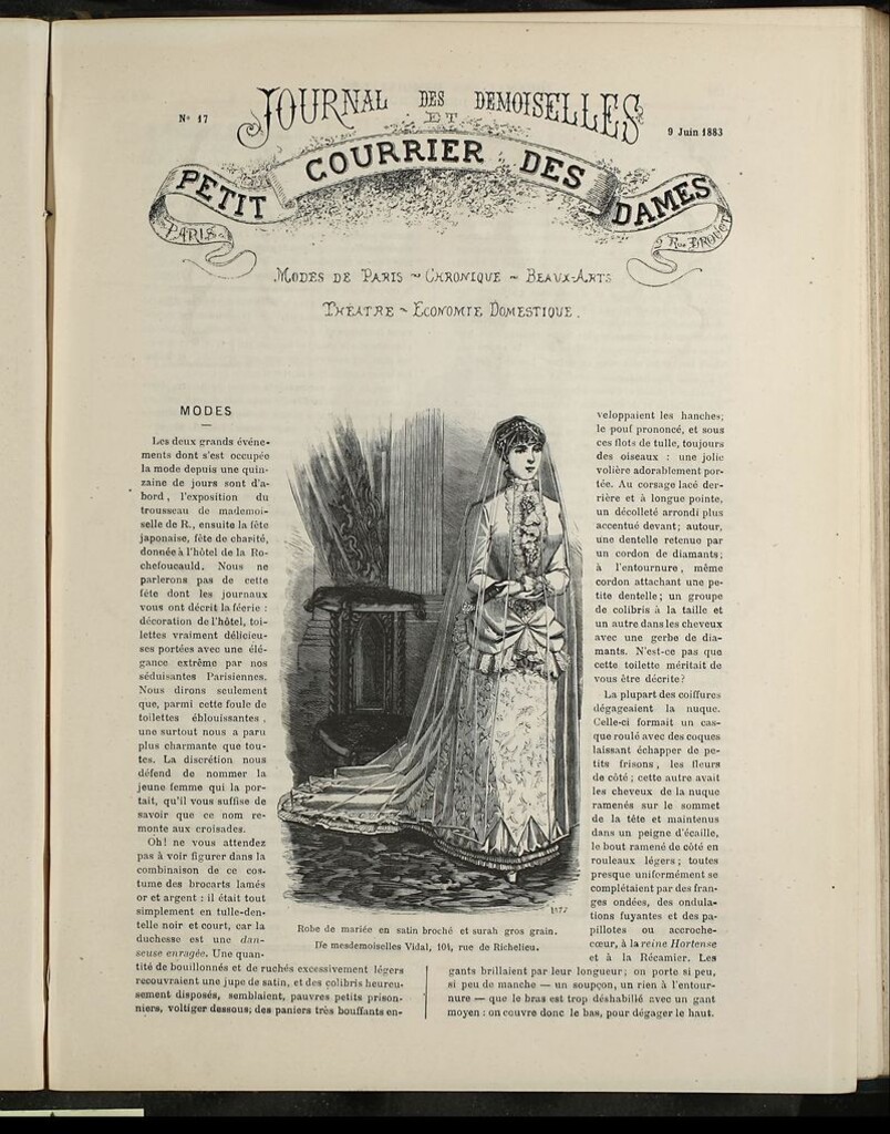 Miniatura de Journal des Demoiselles et Petit courrier des dames del 9 de Junio de 1883