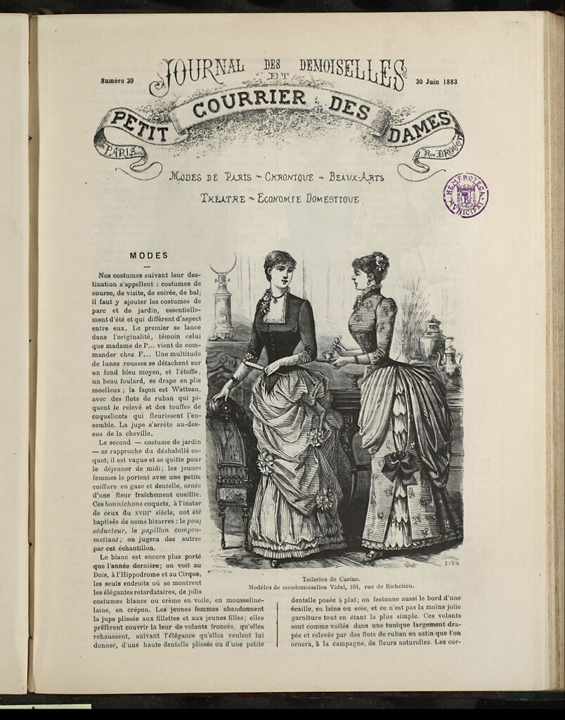 Miniatura de Journal des Demoiselles et Petit courrier des dames del 30 de Junio de 1883