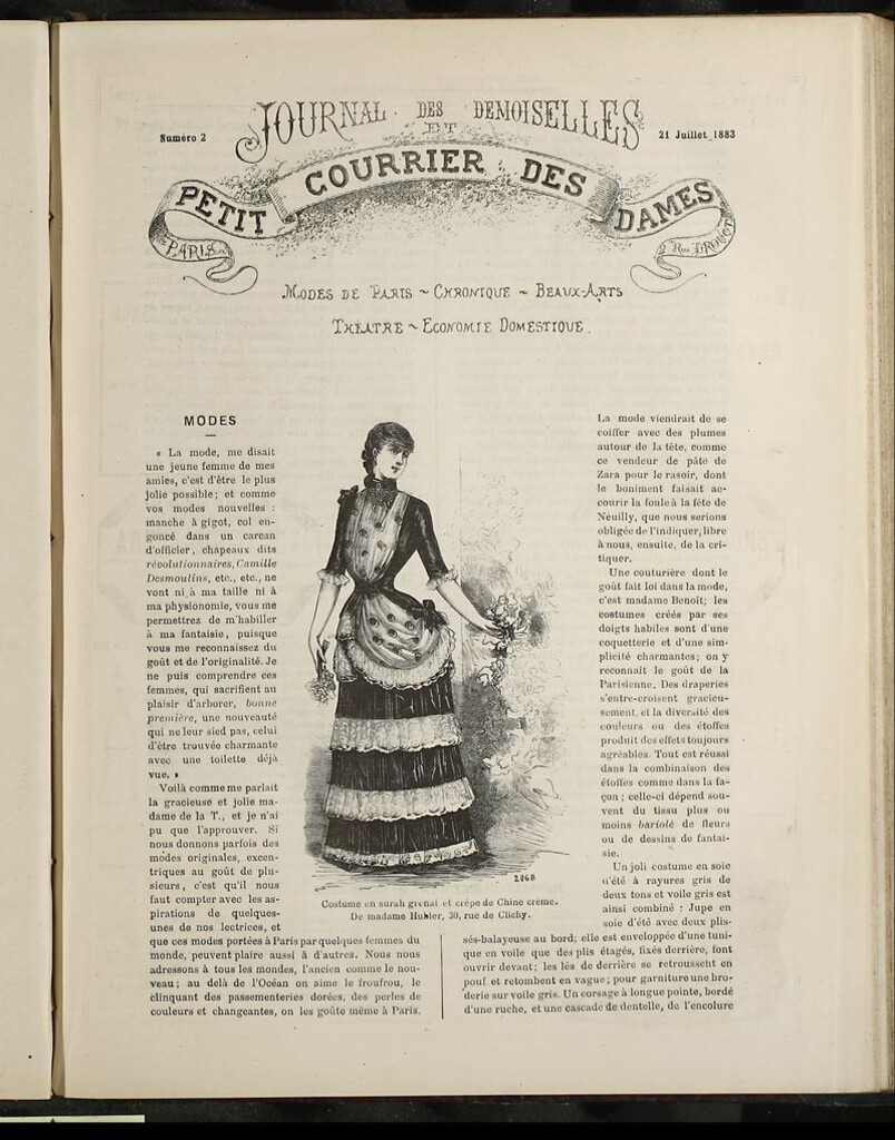 Miniatura de Journal des Demoiselles et Petit courrier des dames del 21 de Julio de 1883