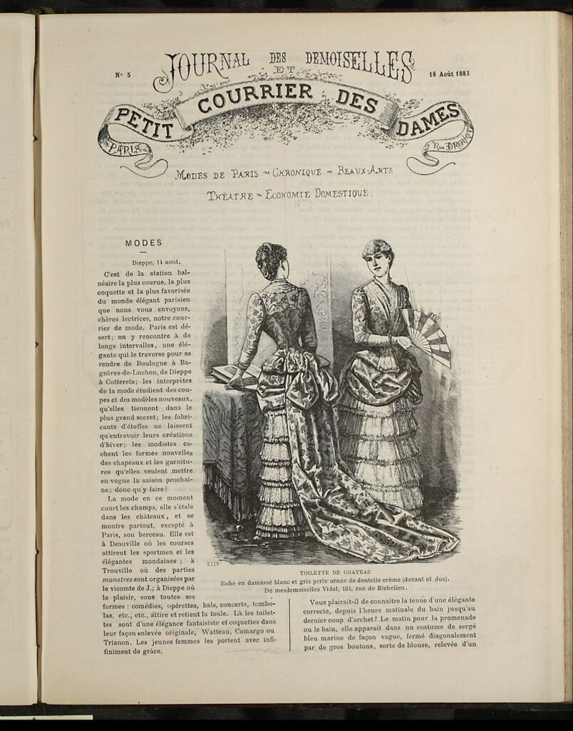 Miniatura de Journal des Demoiselles et Petit courrier des dames del 18 de Agosto de 1883
