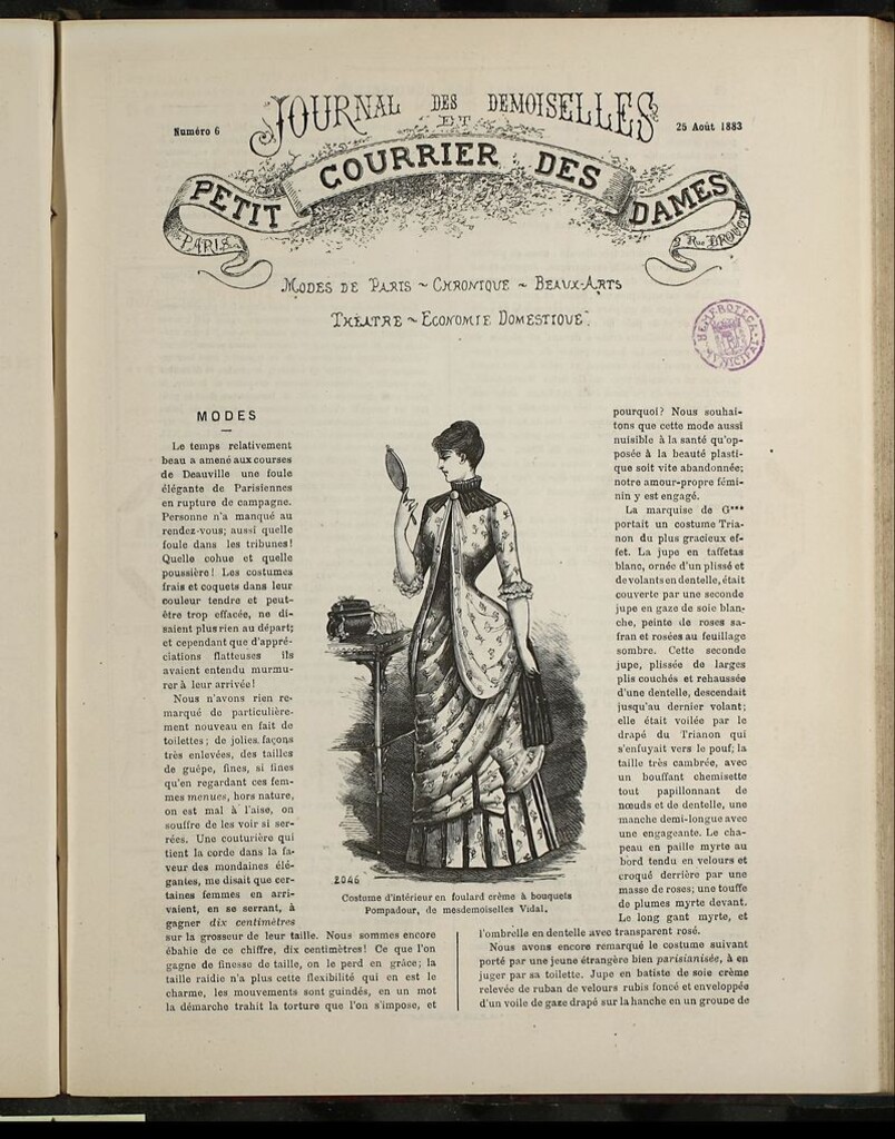 Miniatura de Journal des Demoiselles et Petit courrier des dames del 25 de Agosto de 1883