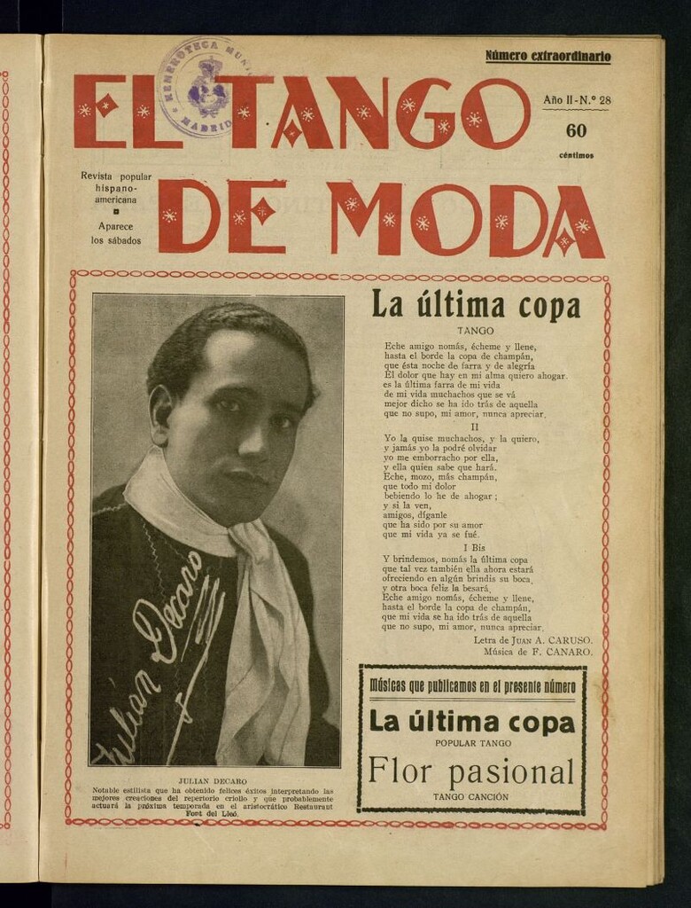 Miniatura de El Tango de Moda : revista popular hispano-americana. Aparece los sábados. Nº 28