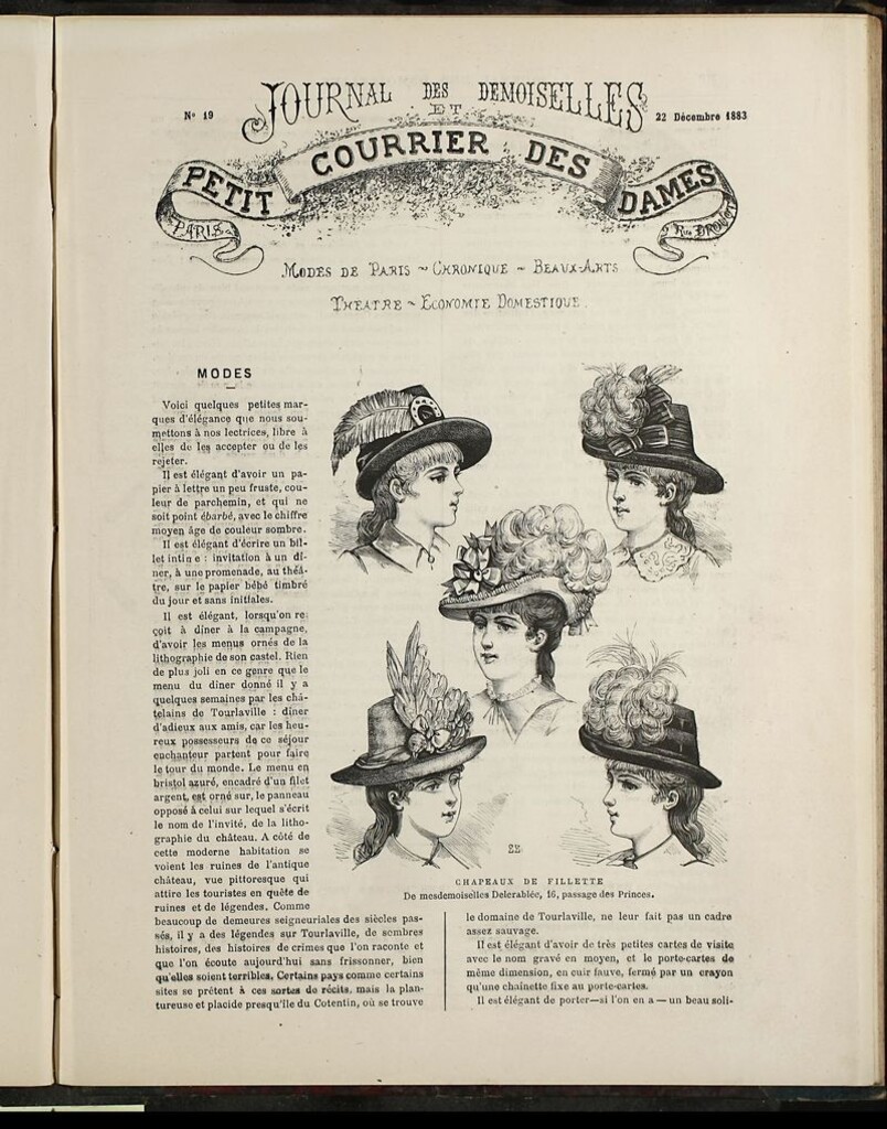 Miniatura de Journal des Demoiselles et Petit courrier des dames del 22 de Diciembre de 1883