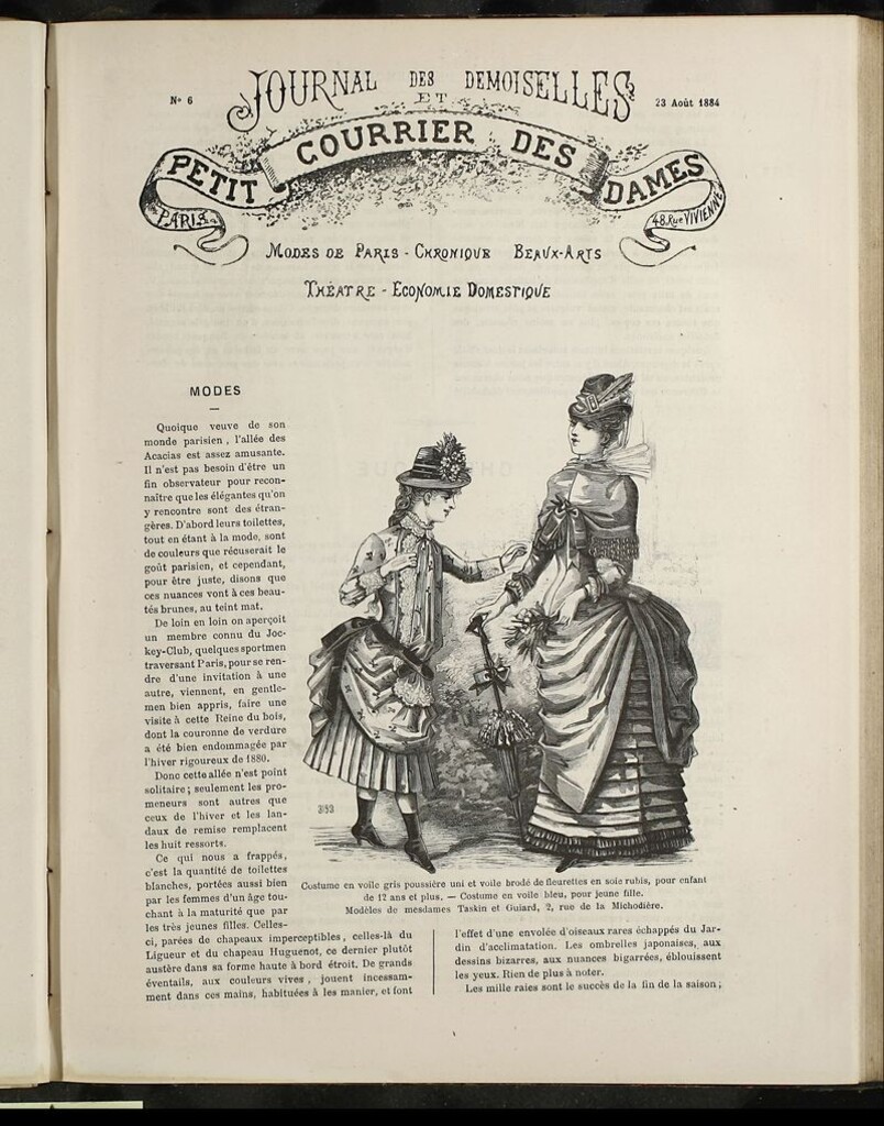 Miniatura de Journal des Demoiselles et Petit courrier des dames del 23 de Agosto de 1884