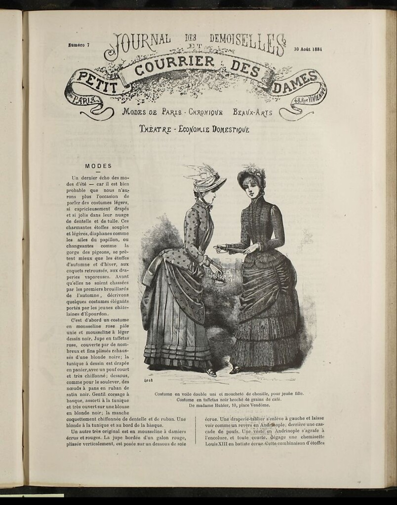 Miniatura de Journal des Demoiselles et Petit courrier des dames del 30 de Agosto de 1884