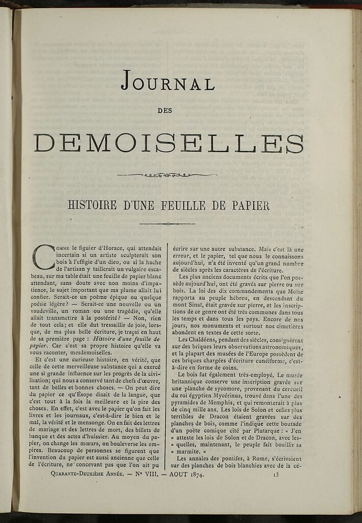 Miniatura de Journal des Demoiselles. Agosto 1874