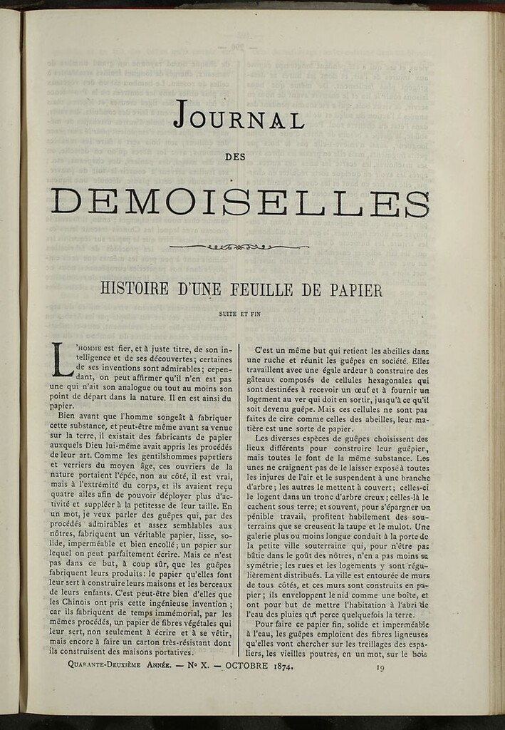 Miniatura de Journal des Demoiselles. Octubre 1874