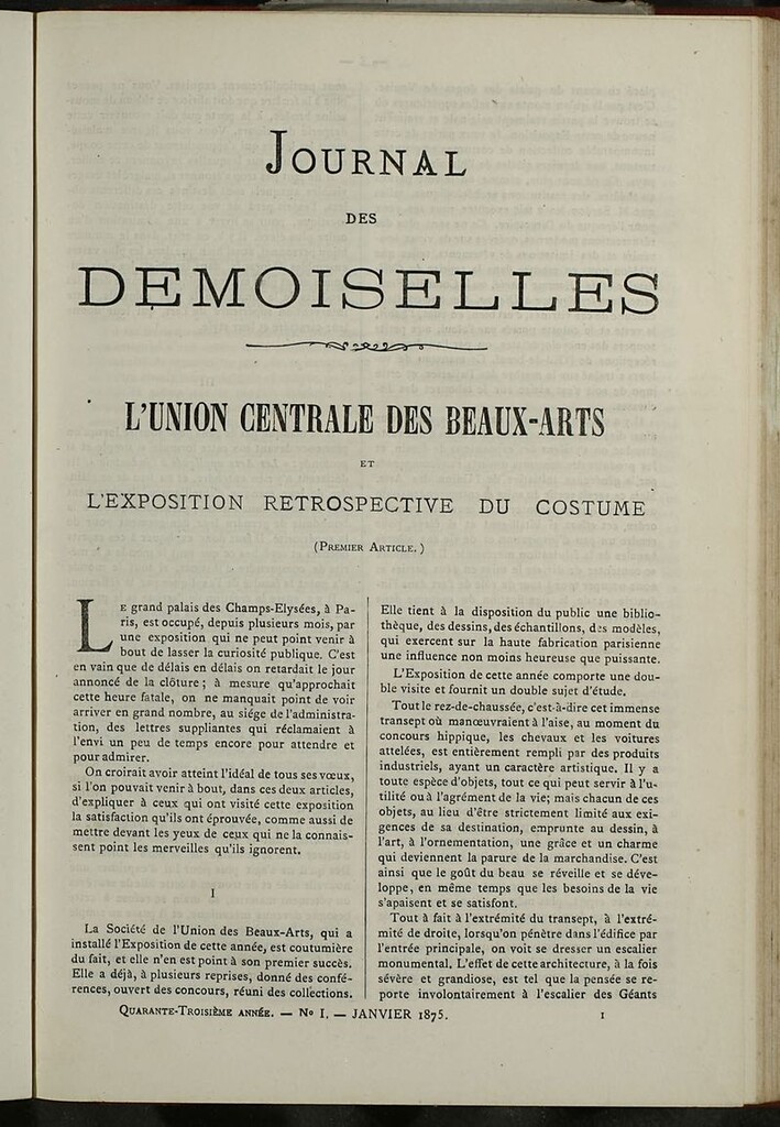 Miniatura de Journal des Demoiselles. Enero 1875