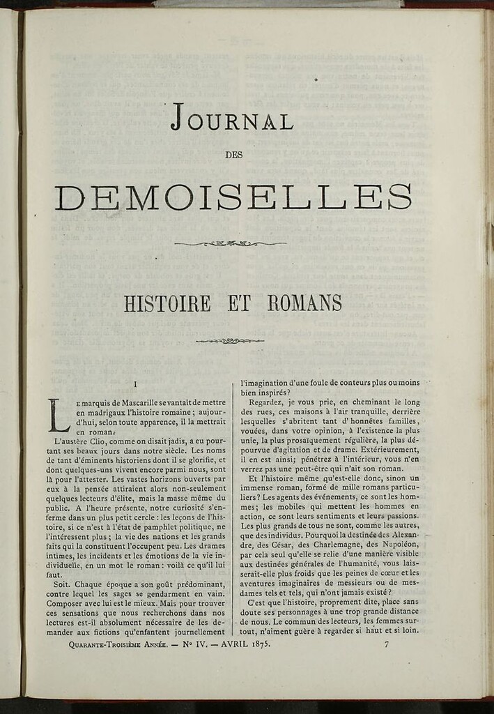 Miniatura de Journal des Demoiselles. Abril 1875