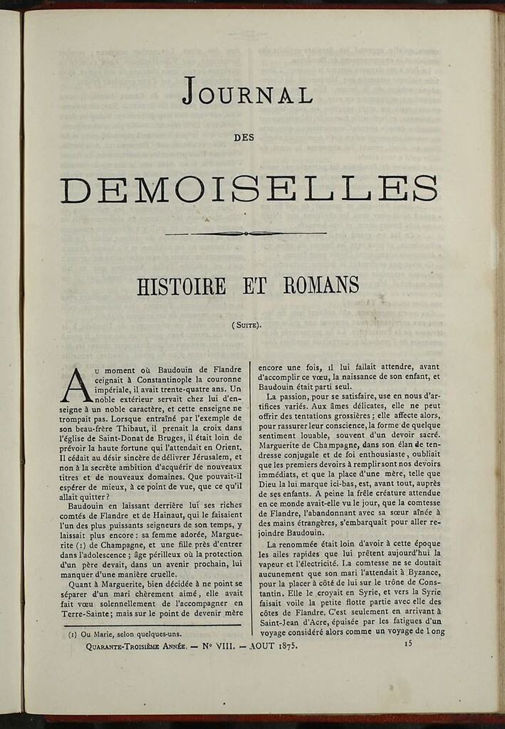 Miniatura de Journal des Demoiselles. Agosto 1875