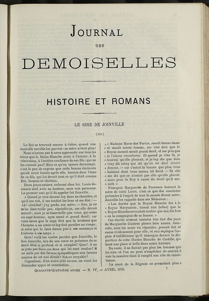 Miniatura de Journal des Demoiselles. Abril 1876