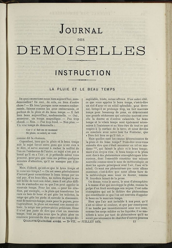 Miniatura de Journal des Demoiselles. Julio 1876