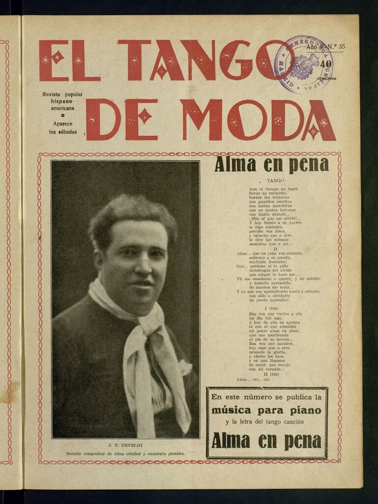 Miniatura de El Tango de Moda : revista popular hispano-americana. Aparece los sábados. Nº 35
