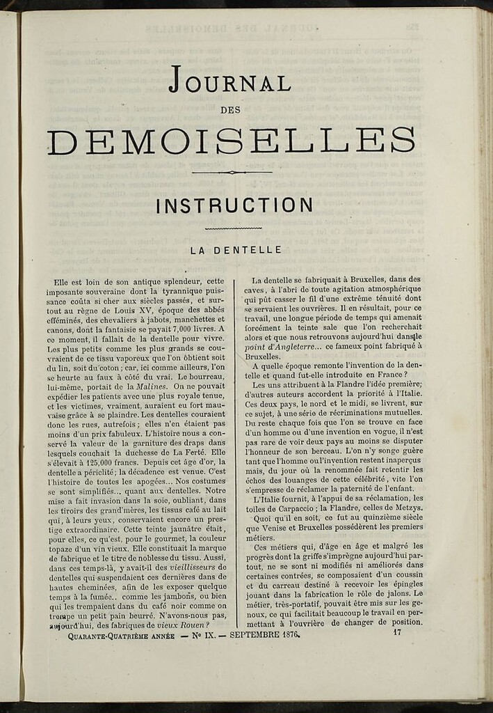 Miniatura de Journal des Demoiselles. Septiembre 1876