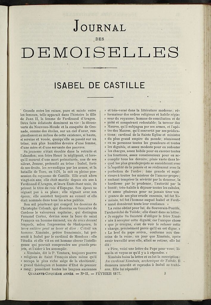 Miniatura de Journal des Demoiselles. Febrero 1877
