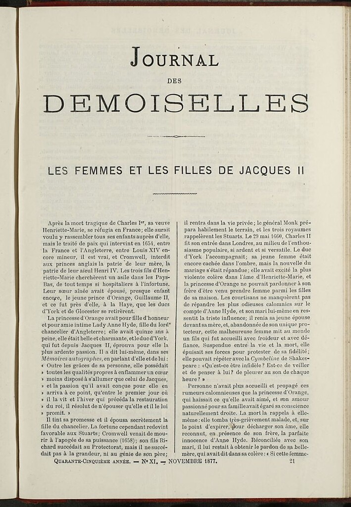 Miniatura de Journal des Demoiselles. Noviembre 1877