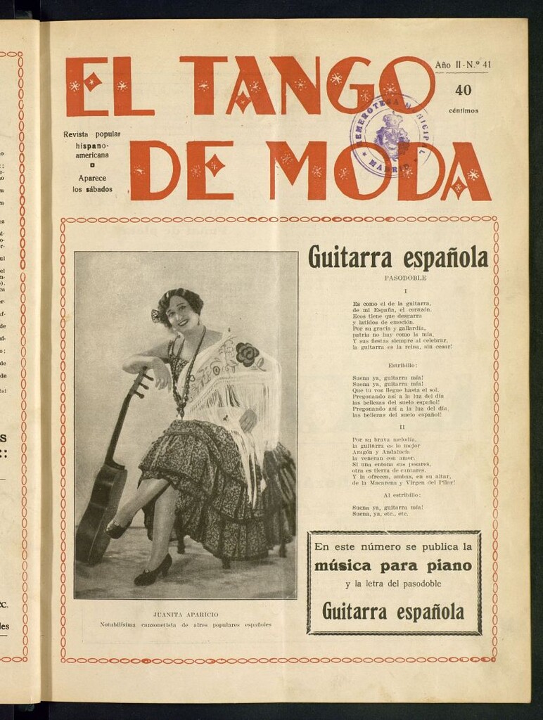 Miniatura de El Tango de Moda : revista popular hispano-americana. Aparece los sábados. Nº 41
