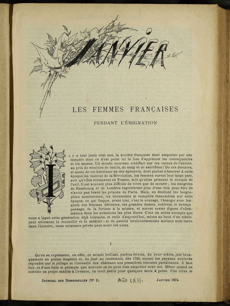 Miniatura de Journal des Demoiselles. Enero 1894